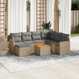 vidaXL 7-Piece Lounge Set with Cushions Poly Rattan Black