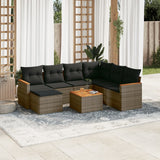vidaXL 7-Piece Lounge Set with Cushions Poly Rattan Black