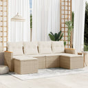 vidaXL 6-delige Loungeset met kussens poly rattan zwart