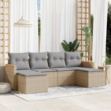 vidaXL 6-delige Loungeset met kussens poly rattan zwart