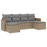 vidaXL 6-delige Loungeset met kussens poly rattan zwart
