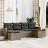 vidaXL 6-delige Loungeset met kussens poly rattan zwart