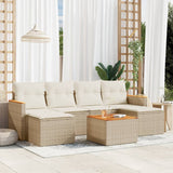 vidaXL 6-delige Loungeset met kussens poly rattan zwart