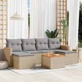 vidaXL 6-delige Loungeset met kussens poly rattan zwart