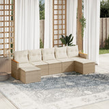 vidaXL 7-delige Loungeset met kussens poly rattan zwart
