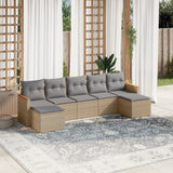 vidaXL 7-delige Loungeset met kussens poly rattan zwart