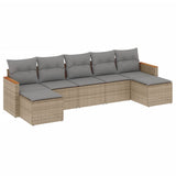 vidaXL 7-delige Loungeset met kussens poly rattan zwart