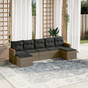 vidaXL 7-delige Loungeset met kussens poly rattan zwart