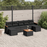 vidaXL 7-delige Loungeset met kussens poly rattan zwart
