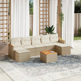 vidaXL 7-delige Loungeset met kussens poly rattan zwart