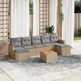 vidaXL 7-delige Loungeset met kussens poly rattan zwart