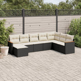 vidaXL 8-Piece Lounge Set with Cushions Poly Rattan Black