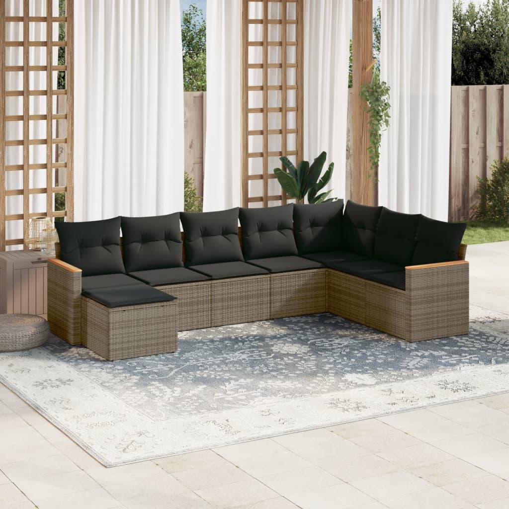 vidaXL 8-Piece Lounge Set with Cushions Poly Rattan Black