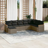 vidaXL 8-Piece Lounge Set with Cushions Poly Rattan Black