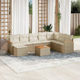 vidaXL 8-Piece Lounge Set with Cushions Poly Rattan Black