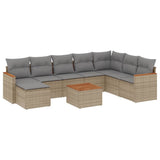 vidaXL 8-Piece Lounge Set with Cushions Poly Rattan Black