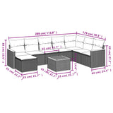 vidaXL 8-Piece Lounge Set with Cushions Poly Rattan Black