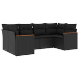 vidaXL 6-piece Lounge Set with Cushions Poly Rattan Black