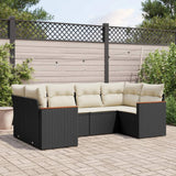 vidaXL 6-piece Lounge Set with Cushions Poly Rattan Black