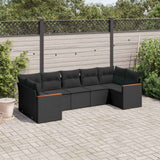 vidaXL 7-Piece Lounge Set with Cushions Poly Rattan Black
