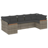 vidaXL 7-Piece Lounge Set with Cushions Poly Rattan Black
