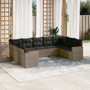 vidaXL 9-delige Loungeset met kussens poly rattan zwart