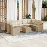 vidaXL 9-delige Loungeset met kussens poly rattan zwart