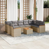 vidaXL 9-delige Loungeset met kussens poly rattan zwart