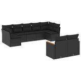 vidaXL 9-piece Poly Rattan Lounge Set with Cushions Black