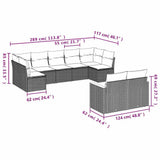 vidaXL 9-piece Poly Rattan Lounge Set with Cushions Black