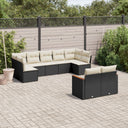 vidaXL 9-piece Poly Rattan Lounge Set with Cushions Black