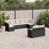 vidaXL 9-piece Poly Rattan Lounge Set with Cushions Black