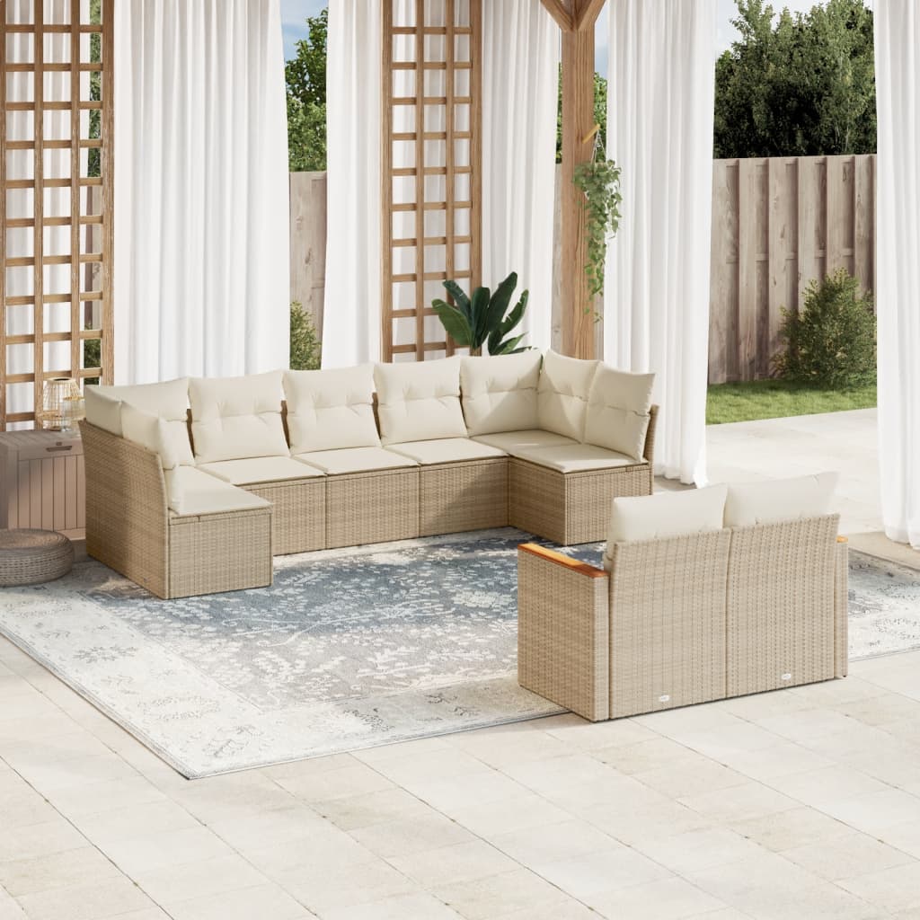 vidaXL 9-piece Poly Rattan Lounge Set with Cushions Black