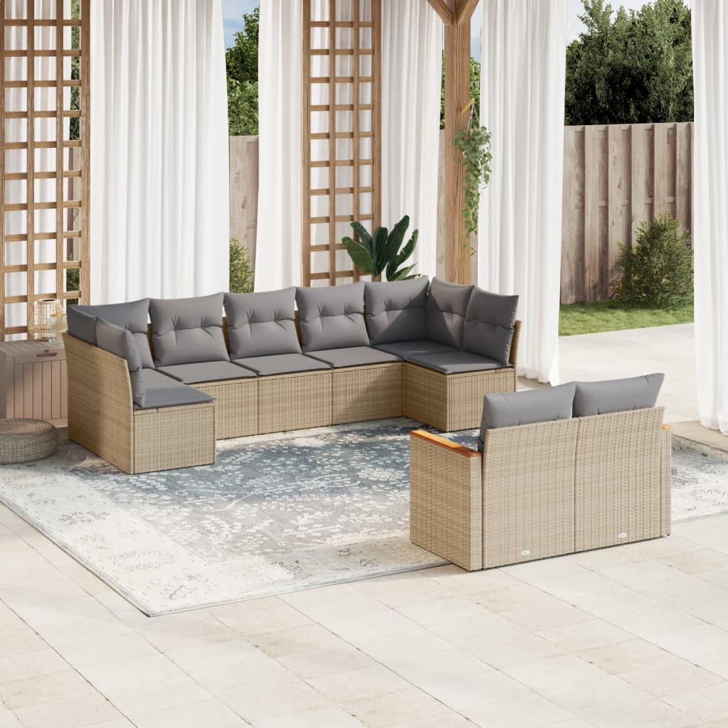 vidaXL 9-piece Poly Rattan Lounge Set with Cushions Black