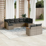 vidaXL 9-piece Poly Rattan Lounge Set with Cushions Black