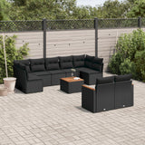 vidaXL 9-piece Poly Rattan Lounge Set with Cushions Black