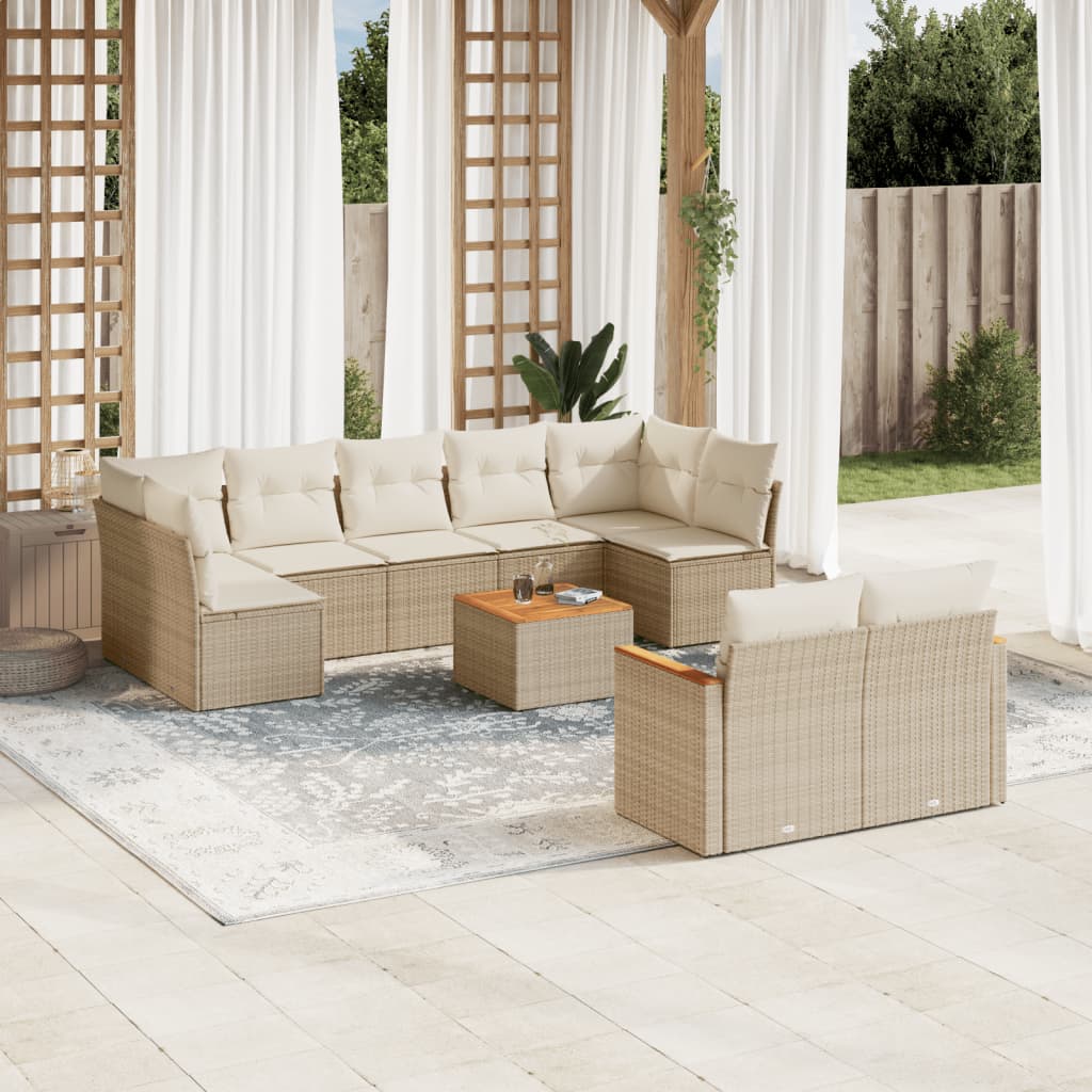vidaXL 9-piece Poly Rattan Lounge Set with Cushions Black