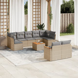 vidaXL 9-piece Poly Rattan Lounge Set with Cushions Black