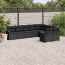 vidaXL 9-delige Loungeset met kussens poly rattan zwart