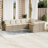 vidaXL 9-delige Loungeset met kussens poly rattan zwart