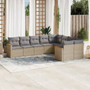vidaXL 9-delige Loungeset met kussens poly rattan zwart