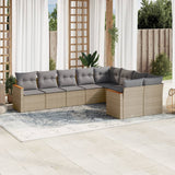 vidaXL 9-delige Loungeset met kussens poly rattan zwart