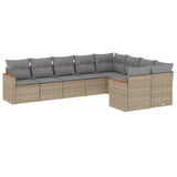 vidaXL 9-delige Loungeset met kussens poly rattan zwart