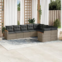 vidaXL 9-delige Loungeset met kussens poly rattan zwart