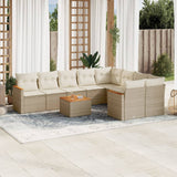 vidaXL 9-delige Loungeset met kussens poly rattan zwart
