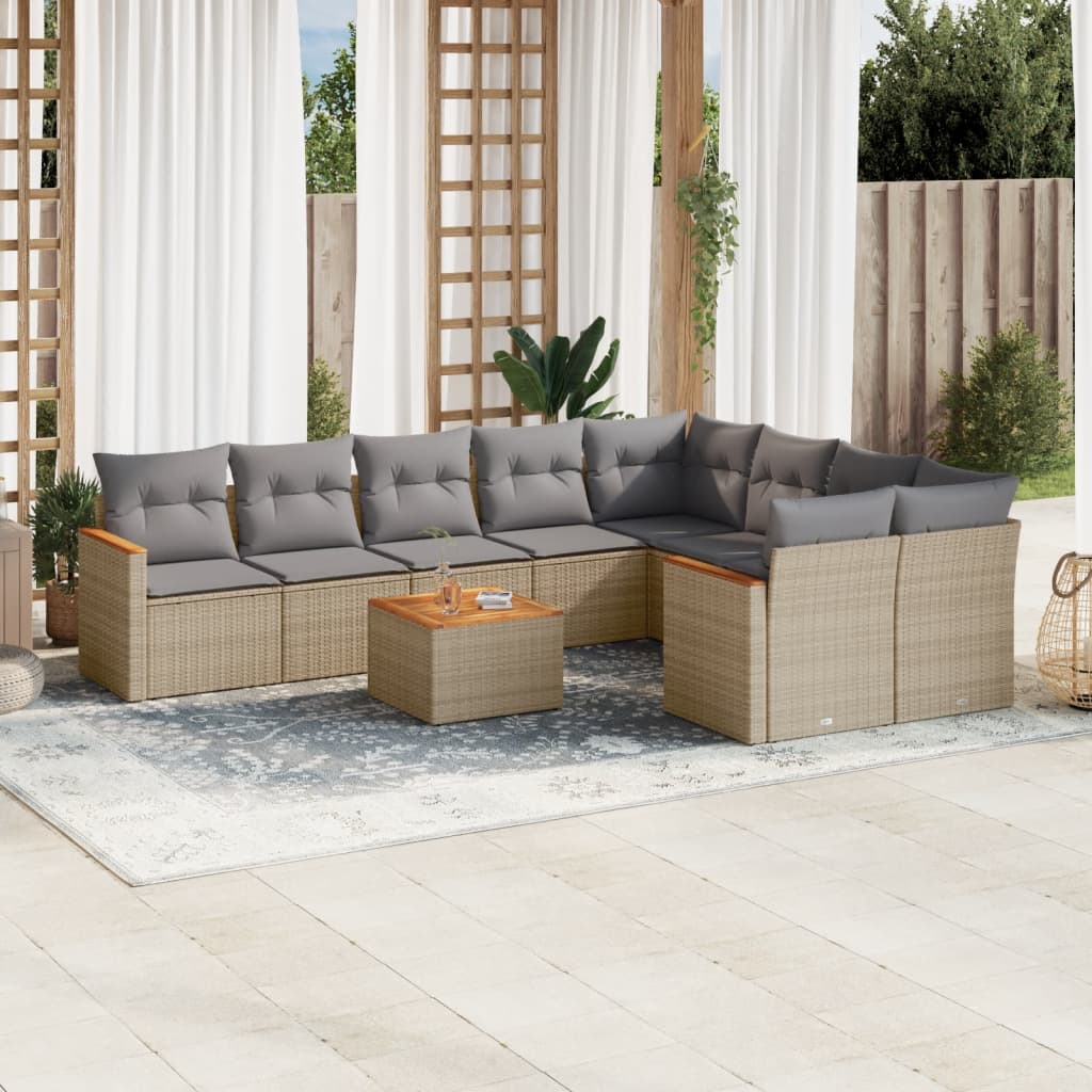vidaXL 9-delige Loungeset met kussens poly rattan zwart