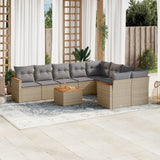 vidaXL 9-delige Loungeset met kussens poly rattan zwart