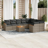 vidaXL 9-delige Loungeset met kussens poly rattan zwart