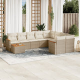 vidaXL 10-delige Loungeset met kussens poly rattan zwart