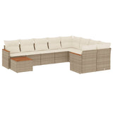 vidaXL 10-delige Loungeset met kussens poly rattan zwart
